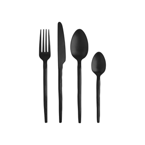Mirror Black Metal Stainless Steel <b>Flatware</b> Set for kitchenware and restaurants 4 set for at best price - Product Image 1