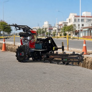 Livraison Gratuite – Trancheuse à Moteur Thermique Portative avec Roues en Caoutchouc Robustes et Chaîne, Machine de Creusement à Profondeur Réglable, Coupe-Tranche - Product Image 3
