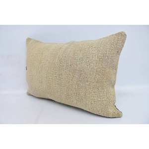 <b>Beige</b> Wool Pillow 16x24 Inch Vintage Floral & Leaf Embroidered <b>Cushion</b> Woven Kantha Square Pattern for Outdoor & Home Sofas - Product Image 4