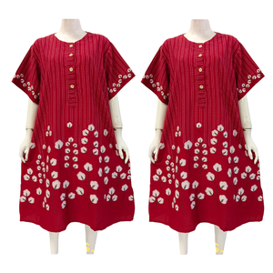 ชุดนอนแขนสั้นผ้าเรยอนสำหรับฤดูร้อนชุดใส่อยู่บ้านทุกวันมีกระดุมด้านหน้าลายดอกไม้ - Product Image 5