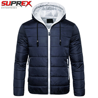 Blouson matelassé personnalisé pour homme, à capuche, chaud pour l'hiver, coupe-vent, résistant à l'eau, avec fermeture éclair, doublure 100 % polaire, coupe ajustée