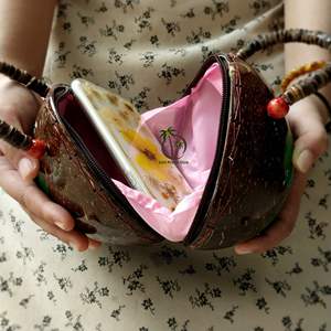 Bolso hecho a mano de cáscara de coco, bolso NATURAL, bolsa de cáscara de coco, ecológico, para mujeres - Product Image 3