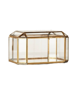 Joyero de Metal de lujo moderno con vidrio transparente y latón con un marco de Metal decorativo dorado para el almacenamiento de joyas con estilo - Product Image 2