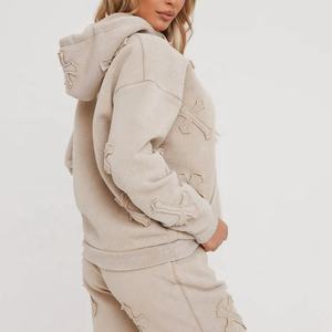 Conjunto Deportivo para Mujer con Lavado Ácido Intenso, Sudadera Oversize de 500GSM y Pantalones Jogger, Estilo Urbano, Fabricante OEM de Marca Privada - Product Image 5