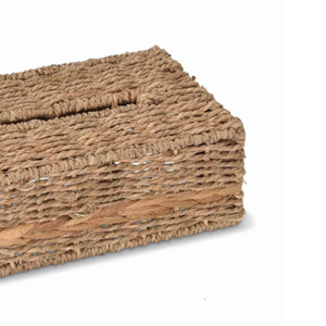 Vente en gros Best-seller Boîte à mouchoirs en jonc de mer avec jacinthe d'eau Porte-serviettes rectangulaire tissé naturel pour la décoration intérieure - Product Image 3