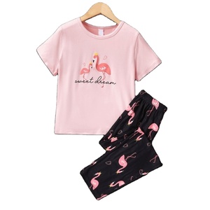 Conjunto de ropa de dormir cómoda informal de verano de 3 piezas de algodón para mujer Camiseta de manga corta con estampado personalizado Cintura elástica Otoño Primavera - Product Image 1