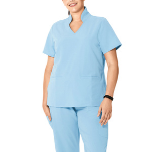 Direct Manufacturer's Custom Logo Hospital <b>Scrub</b> Suits Spandex/Polyester Multi-Wear Collar Plus Size Nurse Uniform Sets Needle - Product Image 5