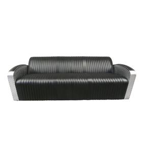 Loft Industrial Vintage negro cuero Real aviador sofá de 3 plazas hecho a mano diseño de fábrica para Taller Escuela sala de estar a granel - Product Image 2