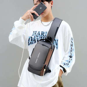 Modèle mis à jour PU étanche hommes décontracté poitrine sac de haute qualité USB antivol hommes sac à bandoulière voyage fronde Pack sac à bandoulière - Product Image 3