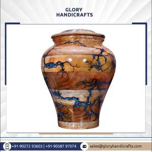 Grande urne en bois de 200 lb pour cendres humaines Urne de crémation pour adultes avec incrustation de résine bleue Urne funéraire commémorative personnalisée pour animaux de compagnie - Product Image 2