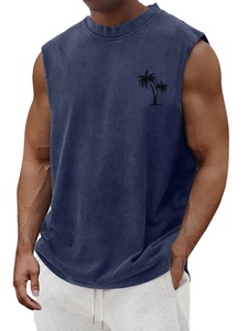 High quality Men summer Clothing and Oversized 100%cotton Sleeveless gym <b>vest</b> and Acid Wash Oversized summer tank Top for men - Product Image 4