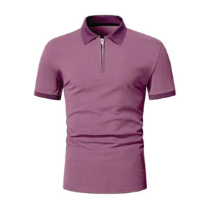 เสื้อโปโลแบบมีซิปสำหรับผู้ชายเสื้อยืดโปโลแบบธุรกิจอีลาสเทนออกแบบได้ตามต้องการความยาวโลโก้ที่กำหนดเองปักโพลีเอสเตอร์กอล์ฟเสื้อโปโล - Product Image 1