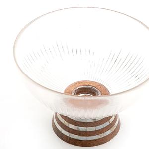 Présentation des aliments Bol de service en verre en gros avec support de base en bois et incrustation de nacre pour restaurant d'hôtel à la maison - Product Image 5