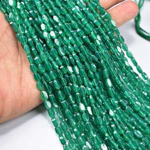 Perles de pierres précieuses en vrac de forme ovale lisse d'onyx vert de qualité supérieure 3-6mm perles en vrac de pierre d'onyx pour la fabrication de bijoux au prix de gros - Product Image 4