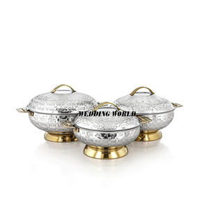 Acero inoxidable Hotpot espejo pulido hecho a mano diseñador cazuela forma redonda de lujo al por mayor calentador de alimentos de Metal - Product Image 2