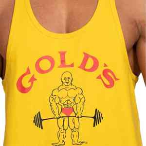 Camiseta sin mangas con tirantes de culturismo para hombre dorado | Chaleco de gimnasio de algodón orgánico | Camiseta de entrenamiento sin mangas 2025 Muscle Fit Training Tank Top - Product Image 4