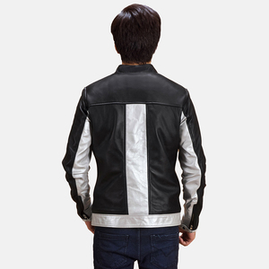 Veste Slim Fit en Cuir de Fourrure de Mouton Véritable pour Hommes Bomber de Travail d'Hiver Décontracté avec Bloc de Couleur pour Moto Motard Équitation - Product Image 2