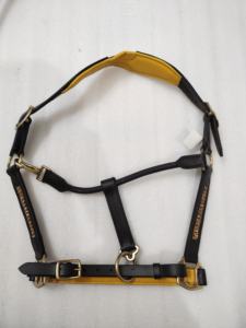 Harnais en cuir Adeefa Enterprise avec cristaux dorés et rembourrage jaune pour chevaux avec embout en laiton pour chevaux. - Product Image 2
