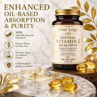 Vitamin E Alami 268 mg 400 IU Softgel D-Alpha Tocopherol Campuran Tocopherol Antioksidan 100 Softgel OEM Label Pribadi