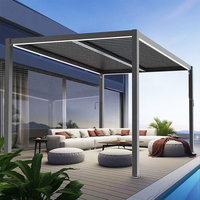Parasol Impermeable Personalizado Deslizante de Vidrio para Exteriores, Pérgola de Aluminio Motorizada Bioclimática para Jardín, Persiana Bioclimática
