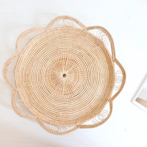 Adjustable <b>Serving</b> <b>Tray</b> Wholesale Natural Rattan <b>Serving</b> <b>Tray</b> Decorative <b>Round</b> <b>Tray</b> for Kitchen and Living Room - Product Image 2