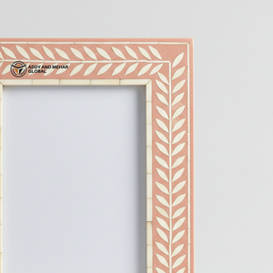 Handcrafted <b>Pink</b> Bone Inlay Photo <b>Frame</b> Elegant Mosaic Design for Modern Home Decor - Product Image 4