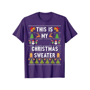 Camisetas navideñas 100% algodón Cómodo Ajuste de gran tamaño Tela tejida personalizada Precio bajo - Product Image 2