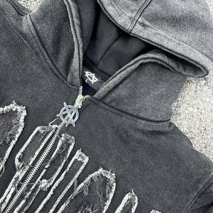 Écusson d'applique personnalisé poids lourd Vintage Stone Washed Distressed Tech Fleece Sports deux pièces Joggers Sets Survêtement pour hommes - Product Image 4