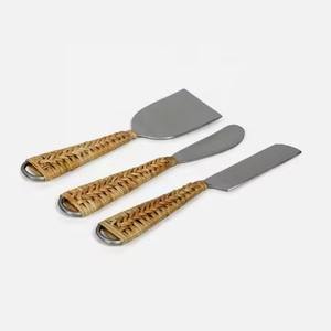 Juego de Utensilios para Queso de Acero Inoxidable con Mango Anudado, Decorativo, Plateado - Product Image 1