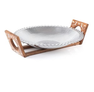 Plateau de service de qualité supérieure avec finition argentée pour la décoration de table à manger à la maison et à l'hôtel, plateau de service de qualité - Product Image 2