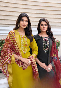 Chinnon tissage fil femmes adulte Kurti paire travail manuel Salwar Kameez séchage rapide toutes occasions fêtes indien pakistanais vêtements - Product Image 2