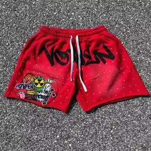 Acid Wash Sun Faded Design Pantalones cortos de sudor de alta calidad personalizados, Hot Sale Design Allover Printed Acid Wash Sun Faded Short - Product Image 2