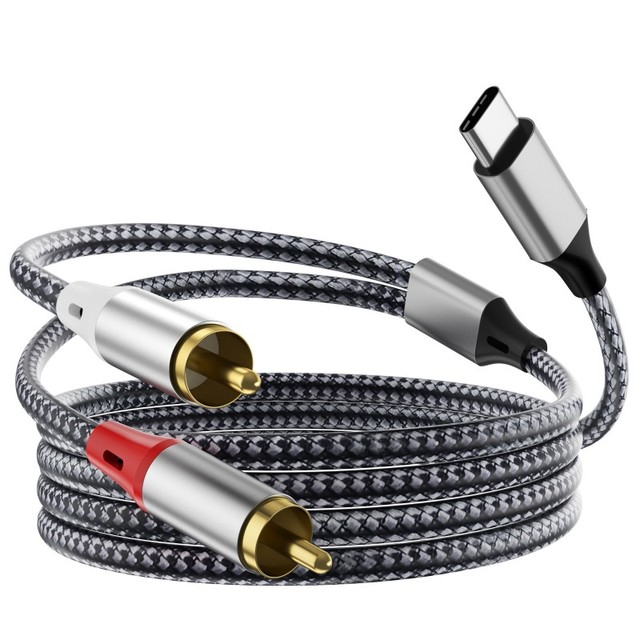 Digital USB C 2xRCA Audio Cable 3.3FT 1Meter Type C 2 RCA Amplifier Stereo Home Theater TV DVD Cellphone Tablet Laptop
