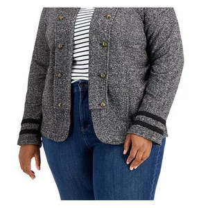 Giacca da donna Tommy Hilfiger taglie forti color antracite 3X, modello doppiopetto aperto sul davanti - Product Image 3