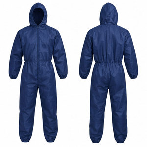 Overol de Protección con Capucha Azul, Traje de Trabajo de Cuerpo Completo con Puños y Cintura Elásticos - Product Image 1