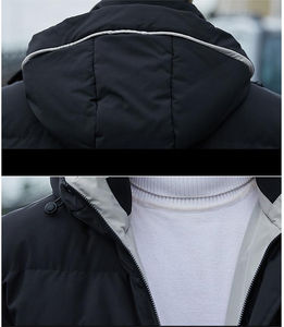 Blouson aviateur en denim respirant à capuche détachable pour hommes Blouson d'hiver léger pour la course en plein air Veste bouffante - Product Image 5