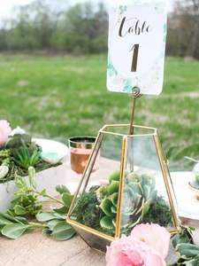 Vente en gros personnalisé mini terrarium géométrique en verre doré suspendu plantes décoratives en verre clair et cuivre nouveaux bijoux en métal - Product Image 2