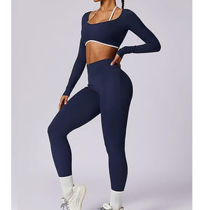 Conjunto Deportivo de 3 Piezas para Mujer, Chaqueta, Leggings y Sujetador Deportivo, Cintura Alta, Sexy, para Yoga, Manga Larga, 2026 - Product Image 3