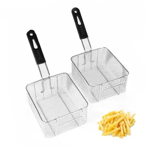 Metallo profondo rete di patate rete metallica Chip Mini ristorante Fry che serve patatine fritte in acciaio inox cestello per friggere
