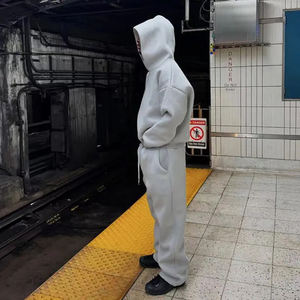 Boxy Custom Unisex Sweat <b>Suits</b> <b>Jacket</b> Set 350gsm Oversized Hooded Casual Solid Color Tracksuit Manufacturer - Product Image 6