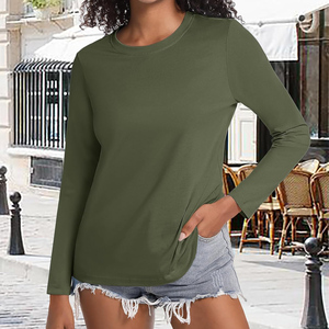 Camiseta clásica de mezcla de algodón suave para mujer con mangas cortas y escote redondo simple adecuada para ropa informal de viaje Servicio OEM - Product Image 6
