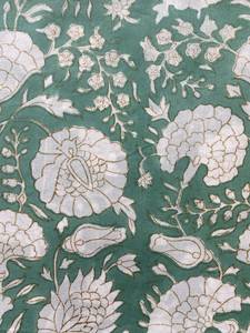 2025 nouvelle tendance Turquoise vert vieux mousse vert Floral main bloc imprimé pur coton Cocktail serviettes à la main carré indien - Product Image 2