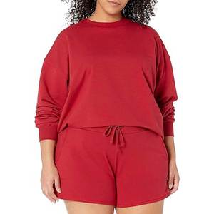 Vente en gros Sweat-shirt à capuche ras du cou vierge en coton à épaules tombantes pour femmes - Product Image 3