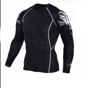 Combinaison de course Rash Guard 2 pièces chemise et pantalon de compression pour hommes Gym musculation leggings imprimés à manches longues - Product Image 2