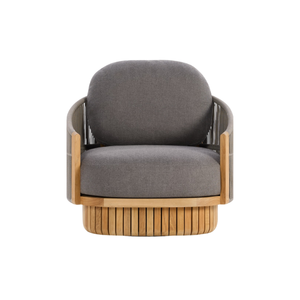 Chaise longue d'extérieur avec cadre en bois de teck et tissage en corde - Product Image 1