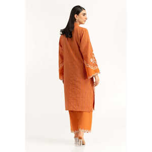 Conjunto de Camisa y Pantalón de Chifón Bordado con Lurex Rust Leno Karha para Primavera/Verano - Product Image 3