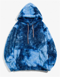Venta al por mayor de encargo de alta calidad 100% algodón Tie Dye moda sudaderas con capucha hombres canguro bolsillo Tie Dye piel sintética mullidas sudaderas con capucha hombres - Product Image 1