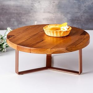 AALIYAN IMPEX Soporte redondo de madera hecho a mano para pasteles Soporte de postre comercial de bajo presupuesto para panaderías Cup Cakes Fabricante indio - Product Image 3
