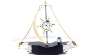 Ensemble de bureau décoratif en métal de haute qualité REGAL INCORPORATION avec horloge et porte-stylo BTC-144 pour la maison/le bateau