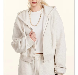 Sweats élégants pour femmes doux léger confort avant fermeture à glissière complète Fitness Hoodie pour femmes - Product Image 2